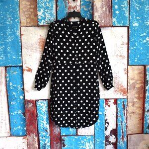 Women's Banana Republic Polka Dot Dress Button Closure SIZE 2 Black/White